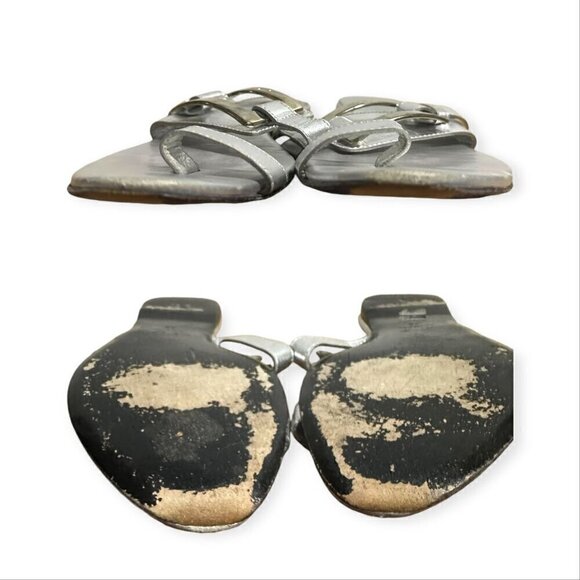Roger Vivier Silver Toe Ring Thong Flat Sandals, Size 38EU - Picture 11 of 13